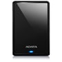 Adata HV620S Slim ekstern harddisk set lige forfra med sort, blank overflade, logo og blå indikator.