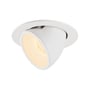 SLV NUMINOS GIMBLE L indbygningsspot i hvid aluminium med et 3000K LED lys. Den har en kipbar vinkel på 60 grader.