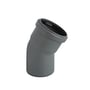 Nicoll Ht-Pp (Amax Pro) 30 graders afløbsbøjning til 40 mm rør, grå, med muffe og indvendig tætningsring.