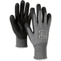Boisen Safety Skærehandske Basic 9000 CutC i sort og grå, str. 10, med PU-belægning i håndfladen og ribkrave.