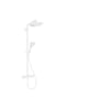 Hansgrohe Croma Select S Showerpipe 280 EcoSmart brusesystem i mat hvid med hoved- og håndbruser og termostat på hvid baggrund.