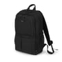Sort Dicota Eco Backpack SCALE til 15–17,3” set skråt forfra med flere lynlåse og polstret skulderstrop.
