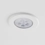 Loevschall ID-LED spot i hvid plast med seks lysdioder, 12V, 2,3W og en diameter på 70mm.
