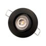 Scan Products LED downlight Luna LP2 i sort, vist med udklappede monteringsclips, klar til installation.