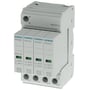 Siemens overspændingsbeskytter type 2 (SPD) med 4 poler (3+N/PE) og 240V AC mærkestrøm. Enheden har grønne statusindikatorer.