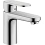 Hansgrohe Vernis Blend 100 håndvaskarmatur i skinnende krom, med 1-grebs betjening og 100mm ComfortZone. Vandhanen står isoleret på hvid baggrund.