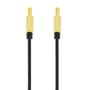 Deltaco ultratyndt HDMI-kabel på 2 meter set med bagsiden af de guldfarvede stik og det sorte kabel.