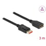 DeLock Displayport 8K 60 Hz forlængerkabel på 3 meter, fremhævet med 8K 60Hz og 3m mærkat.