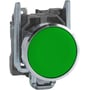 Schneider Electric trykknap, grøn, XB4BA31, med plan trykflade og 1NO kontakt på metalmonteringsbeslag.