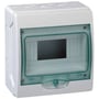 Schneider Electric Kaedra kapsling, IP65, hvid med grøn gennemsigtig låge, plads til 1x8 moduler og 2 terminaler.