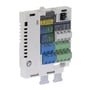 ABB BMIO-01 I/O og Modbus RTU modul, viser tilslutningsportene og mærkningerne for digital og analog I/O.