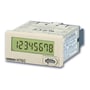 Omron H7EC samlet tæller, 1/32DIN (48x24 mm) med 8-cifret LCD display, viser 12345678, gråt kabinet og reset knap.