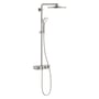 Grohe Euphoria SmartControl 310 Duo brusesystem i stål med termostat og SmartControl betjening på hvid baggrund.