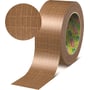Tesa tesapack Ultra Strong Paper pakketape rullet ud med synlige forstærkningstråde i et gittermønster.