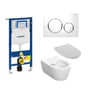 Geberit Sigma 112 cm toiletpakke, inkl. Geberit iCon, Rimfree + SoftClose toiletsæde, og Sigma20: Hvid (krom detajler) trykknap