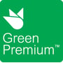 Schneider Electric Green Premium logo på grøn baggrund, symboliserer miljøvenligt produktvalg.