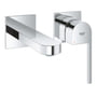 Grohe Plus 2-huls vægmonteret håndvaskarmatur i krom med M-Size, metalgreb og GROHE StarLight-krombelægning.