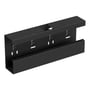 Wibe T-stykke WGX-S TSU 170x72 i sort RAL9017/30 med tydeligt synlige monteringshuller og en integreret kabelkanal.