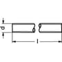 Diagram der viser en gevindstang med dimensioner, mærket D for diameter og L for længde.