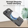4smarts Defend UltiMag-cover til iPhone Air vist bagfra med en rund magnetisk oplader fastgjort.