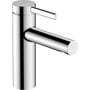 Detaljeret billede af Hansgrohe Zesis S 100 CoolStart armatur i skinnende krom, viser 1-grebs betjening og en moderne cylindrisk form.