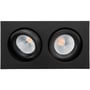 SG Armaturen Junistar Lux Square downlight i sort, med to justerbare LED-lamper, 2x7W og 3000K.