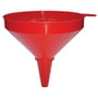 Rød Kabi plasttragt, model 1215, med en bredde på 120 mm og en udløbsdiameter på 15 mm.