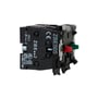 Detaljeret billede af Schneider Electric ZBE505 kontaktelement med mærkning for 1 NC og 2 NC, samt CE og UL godkendelser.