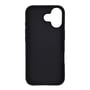 Indersiden af det sorte TPU-bagcover til iPhone 17 med stor åbning til kameraet øverst.