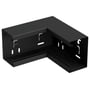 Indvendigt hjørne WGX-S IH 110x72 mm i sort RAL9017/30 fra Wibe, vist med åbning.