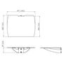 Teknisk tegning af Vogels PUA 9507 tray med dimensioner for bredde, dybde og højde i sort.