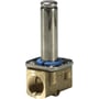 Danfoss EV210B magnetventil i messing med G3/8 tilslutning, viser den cylindriske spole og NC ventilposition.