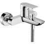 Hansgrohe Rebris E kar-/brusearmatur i blank krom med 1-grebs betjening og tilslutning til brusehoved.