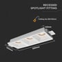 Dimensioner på V-TAC Pro 3xGU10 lampe med bredde 280mm, dybde 100mm, højde 40mm og hulstørrelse 285x105mm.