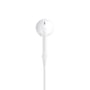 Et hvidt Apple EarPod med USB-C ses forfra, der viser den ikoniske design og den integrerede fjernbetjening på kablet.