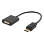 Sort Deltaco DisplayPort til DVI-D Single Link-adapter med DVI-D-hunstik og guldfarvede kontakter på DisplayPort-stikket.