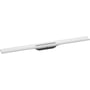 Hansgrohe 900mm afløbsrende i mat hvid med Dryphon teknologi til vægmontage, der kan afkortes til perfekt pasform.