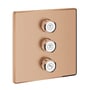 Grohe Grohtherm SmartControl ventiloverdel i børstet kobber med tre trykknapper til samtidig vandstyring.