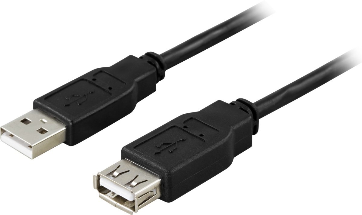 kapitel Afgang til svag DELTACO USB 2.0 kabel Type A han - Type A hun 5m, sort ‒ WATTOO.DK