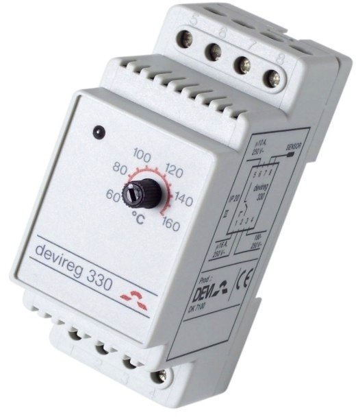 DEVIreg™ 330 – DIN-skinne termostat med (60 til 160° C) ‒