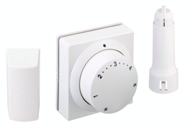 Danfoss – RA 5074 fjernindstillings termostat med fjernføler og 2 meter hvid ‒