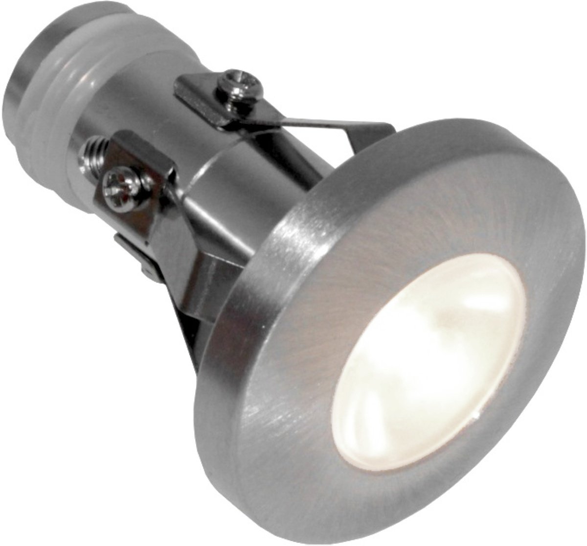 industrialisere Claire Do Nordtronic Viola Mini, lille udendørs LED-spot, 2W / 30° / 2700K / dæmpbar  - børstet stål ‒ WATTOO.DK