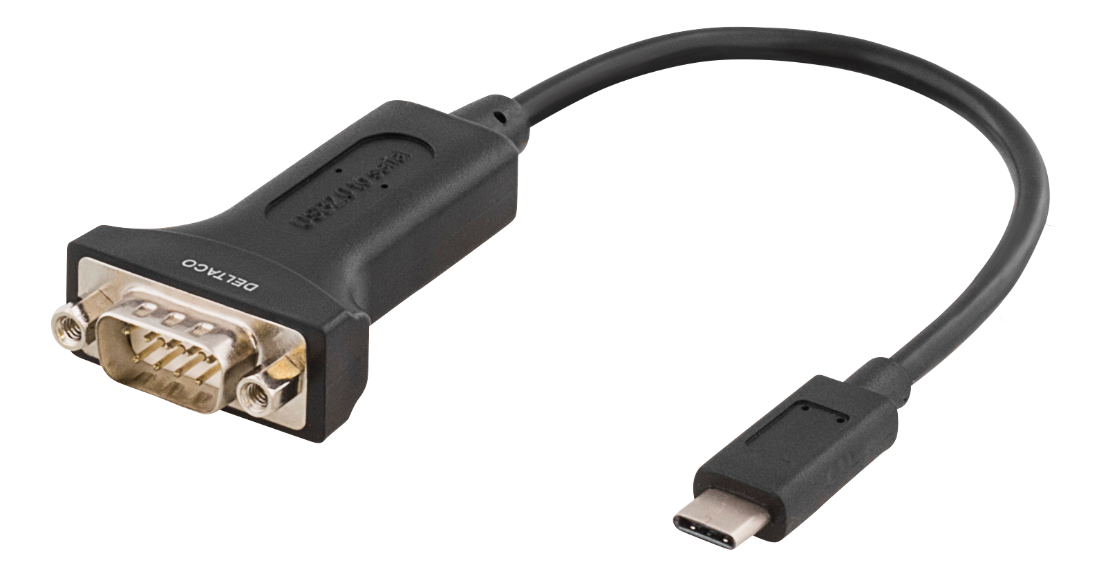 DELTACO USB-C to COM port RS-232, 1xDE9 han, sort ‒ WATTOO.DK