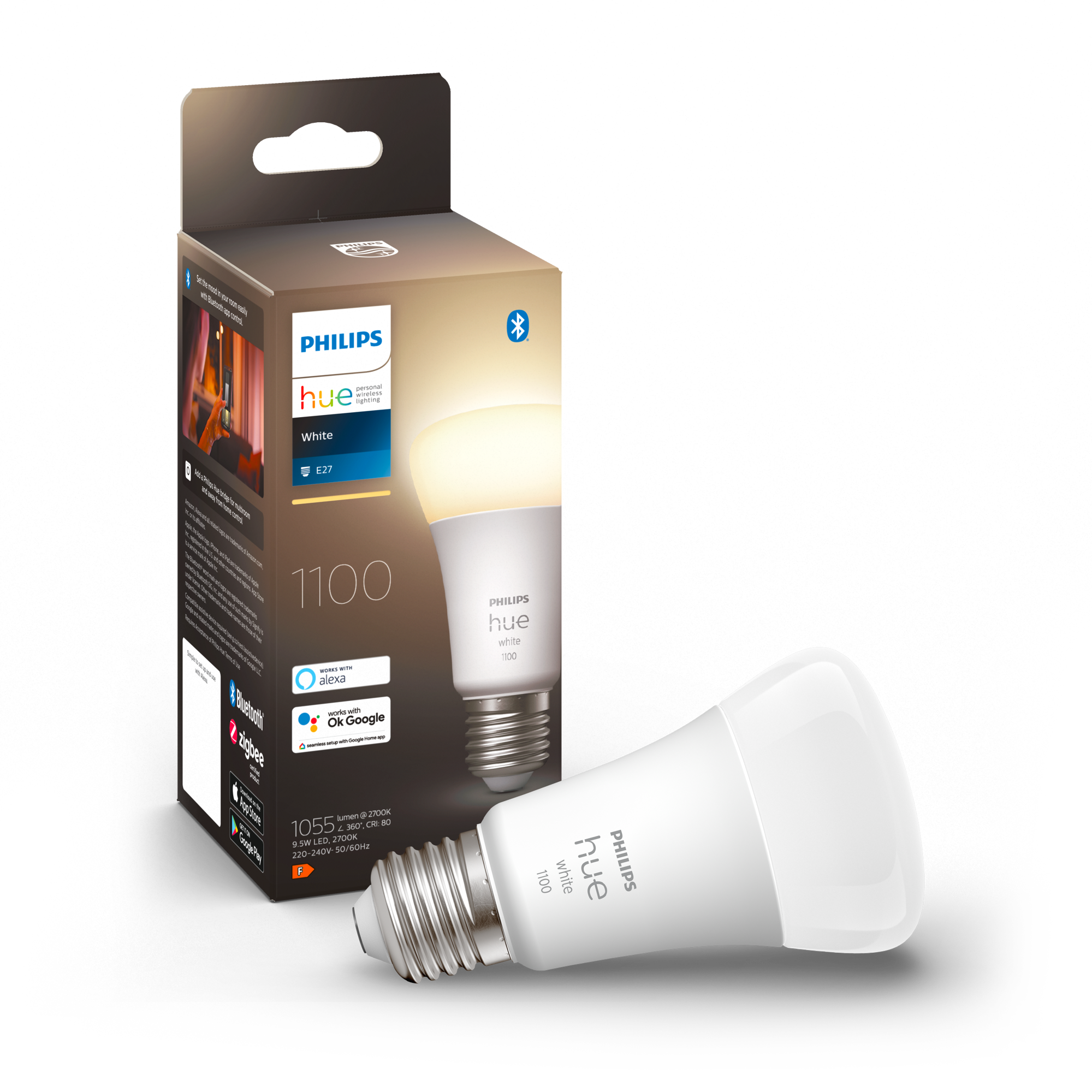 Til meditation lugt længde Philips Hue E27 LED-pære, 1055 lm, White, Zigbee + Bluetooth (1 pak) ‒  WATTOO.DK