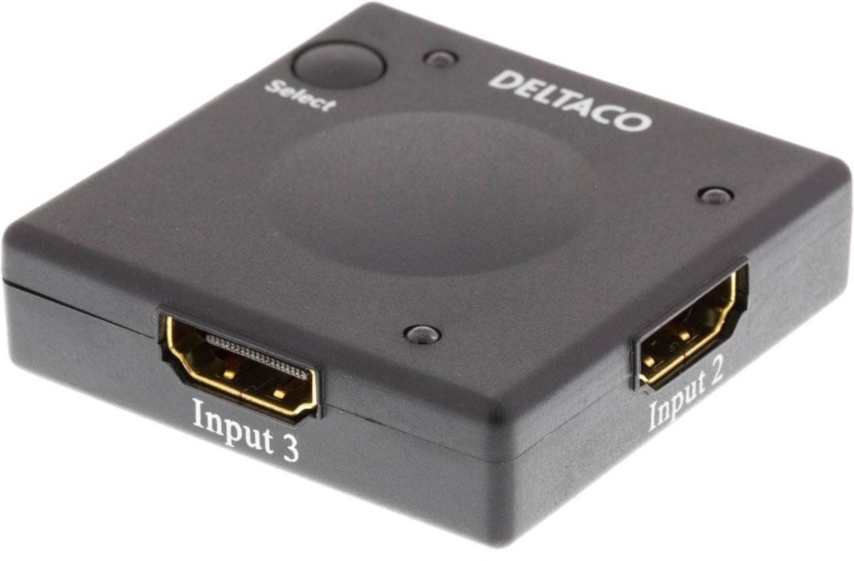 DELTACO automatisk HDMI-switch med tre indgange til udgang, ‒ WATTOO.DK