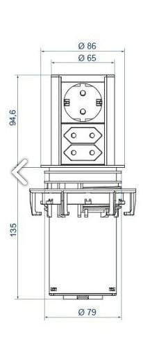 Elevator Pop-up Stikkontakt 2xSchuko, stål look (0917066959)