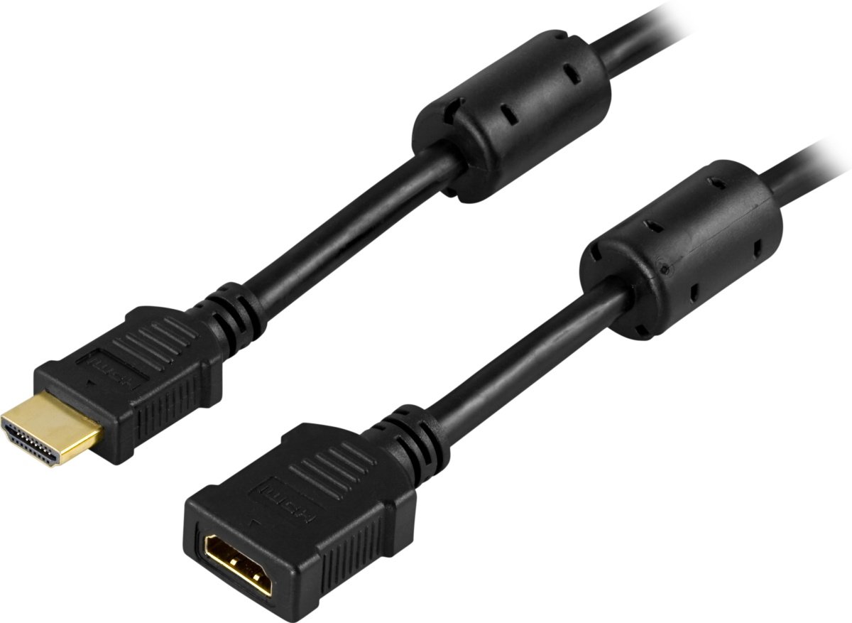 DELTACO HDMI 1.3 forlængerkabel, HDMI Type A han - 1m, ‒ WATTOO.DK