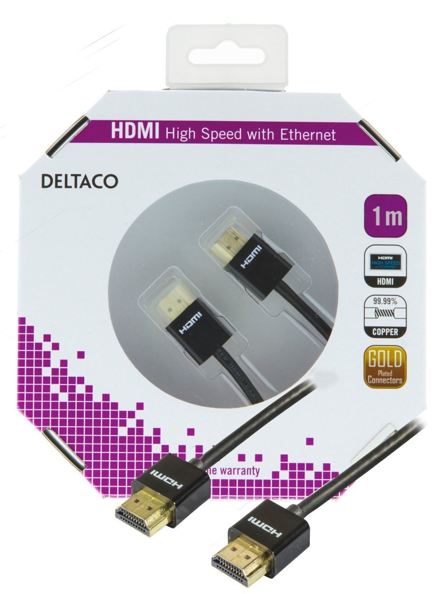 tyndt HDMI kabel, HDMI Speed med Ethernet, HDMI Type A h ‒ WATTOO.DK