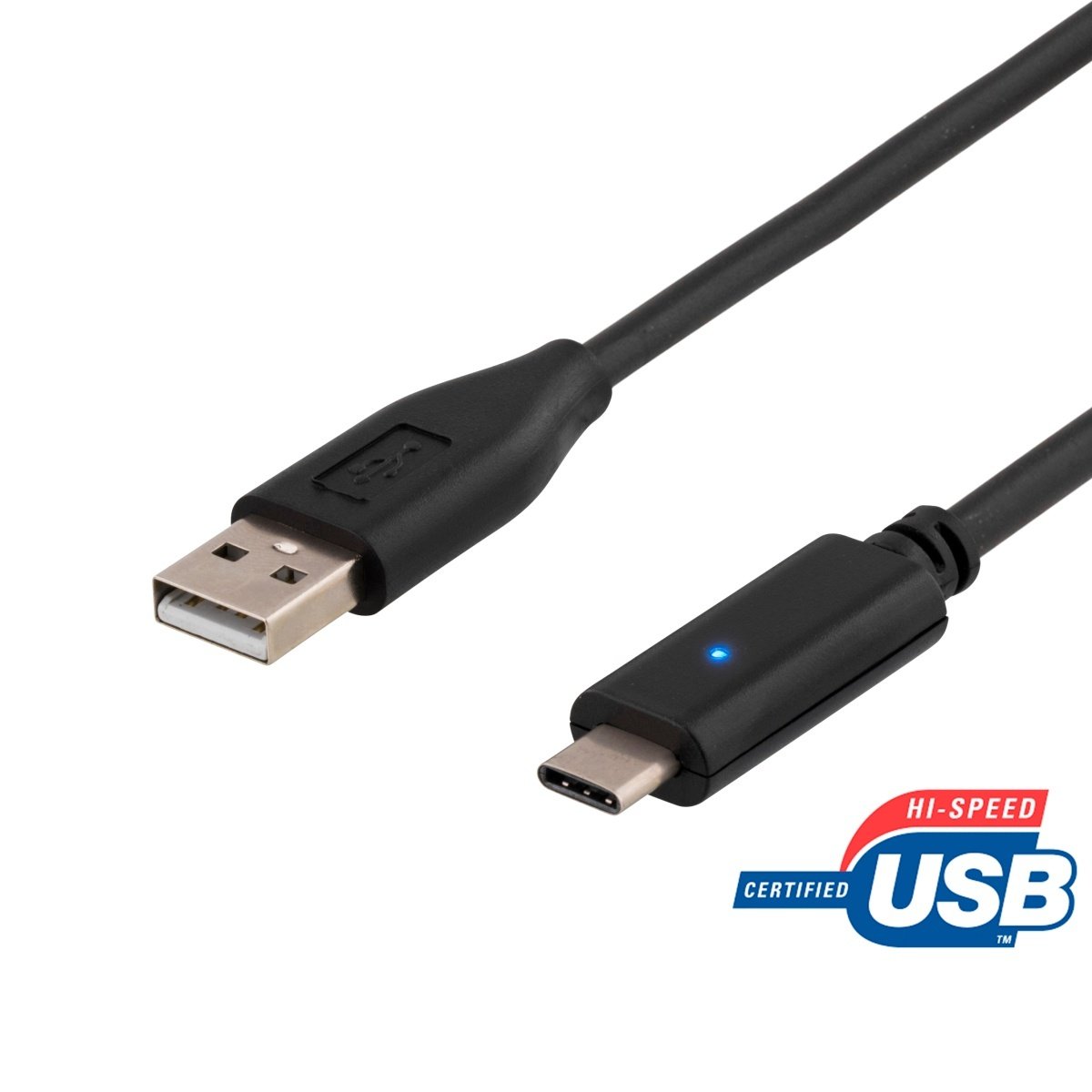 computer Genre Persuasion DELTACO, USB 2.0 kabel, USB-C han - USB-A han, 1m, sort ‒ WATTOO.DK