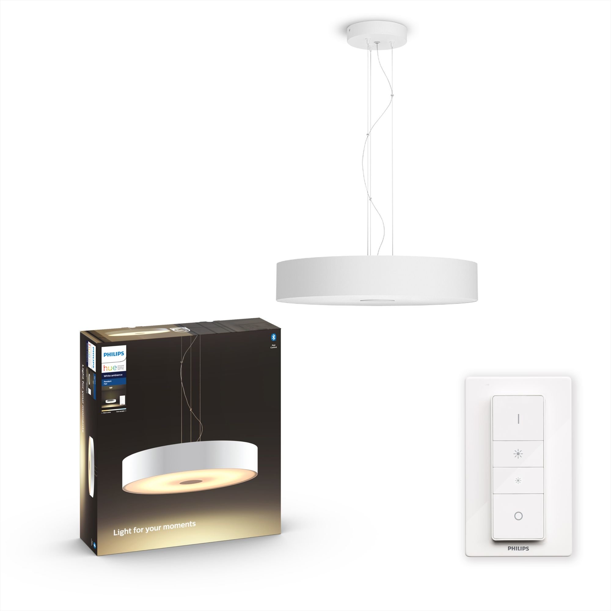 Philips Hue, pendel, White ambiance + switch, hvid, Bluetooth ‒ WATTOO.DK